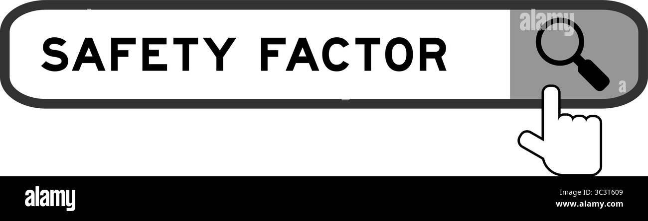 Banner di ricerca nel fattore di sicurezza della parola con l'icona della lente di ingrandimento a mano su sfondo bianco Illustrazione Vettoriale