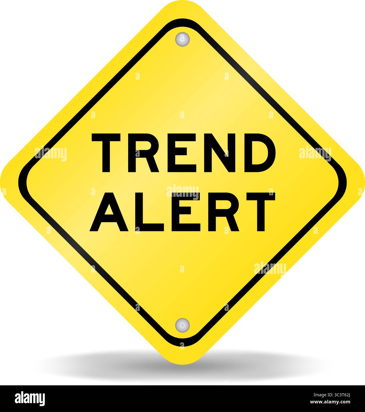 Cartello di trasporto di colore giallo con avviso di tendenza su sfondo bianco Illustrazione Vettoriale