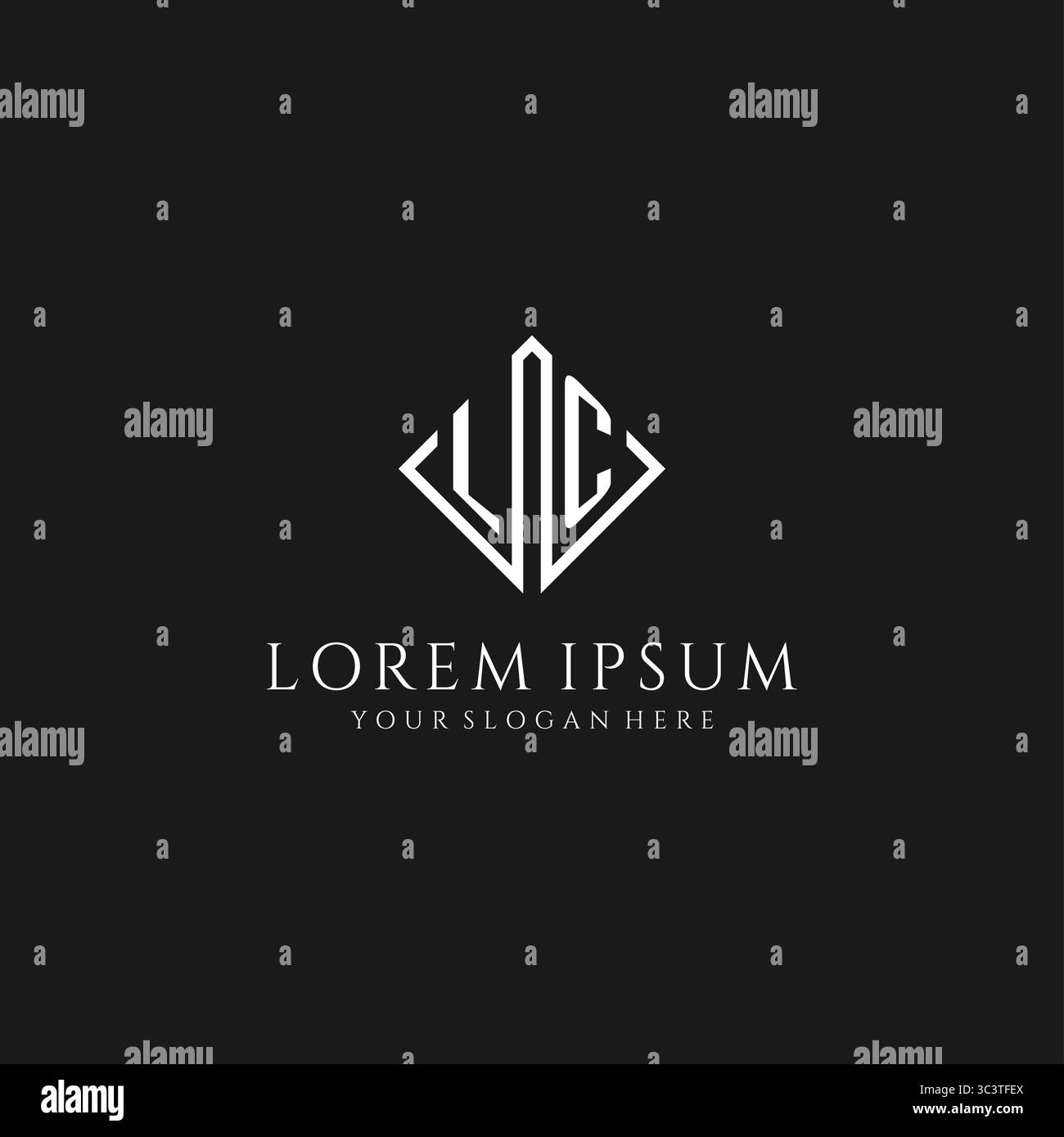 Logo Letter LC con grafica vettoriale in stile rombo quadrato Illustrazione Vettoriale