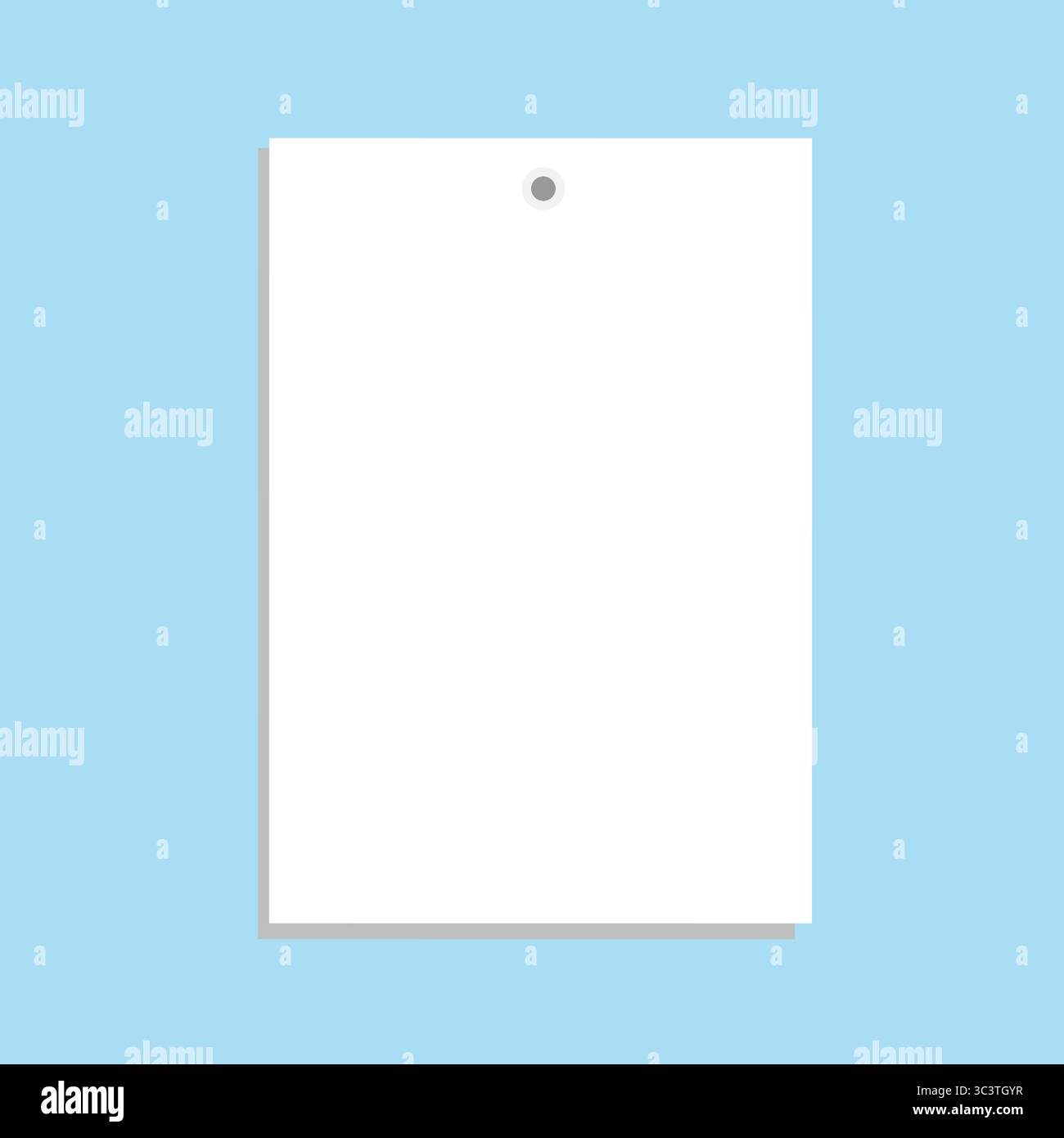 Foglio di carta bianca sull'elemento di design vettoriale a spina o cartellonistica vuota per testo su sfondo blu. Illustrazione Vettoriale