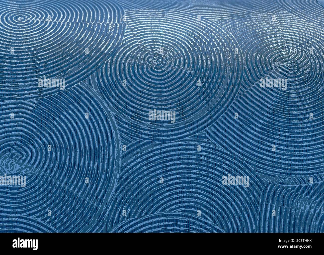 Sfondo astratto blu brillante con intricati motivi circolari per i moderni design digitali. Sfondo e screensaver ad alta risoluzione per telefoni, tablet, laptop e soluzioni di marketing creative Foto Stock