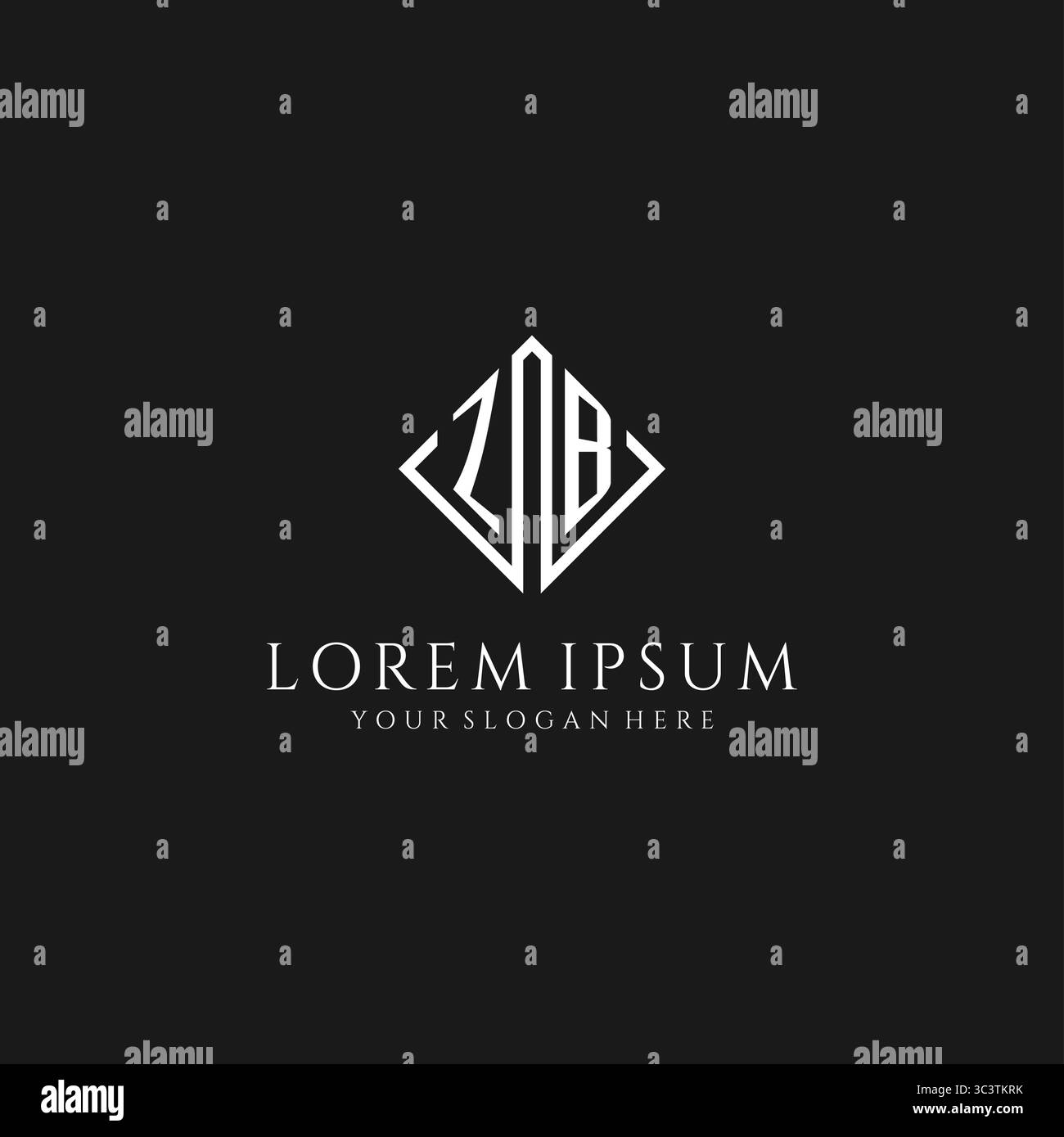 Logo Letter ZB con grafica vettoriale in stile rombo quadrato Illustrazione Vettoriale