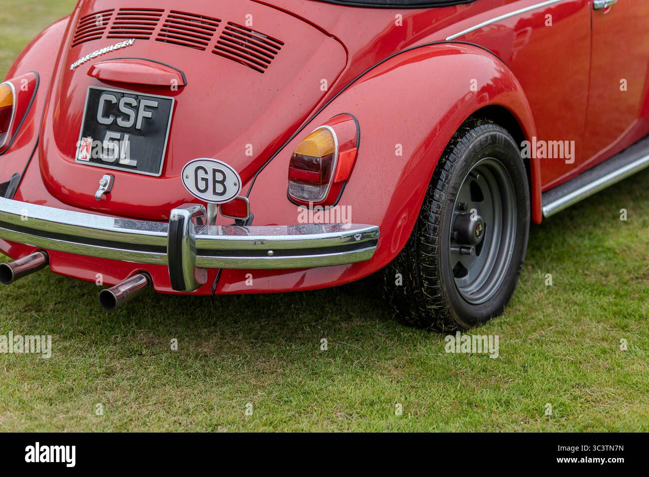 Maggiolino Volkswagen d'epoca. Icona colorata della controcultura con un design splendido, con curve meravigliose e stravaganti. Un'auto d'epoca. Foto Stock