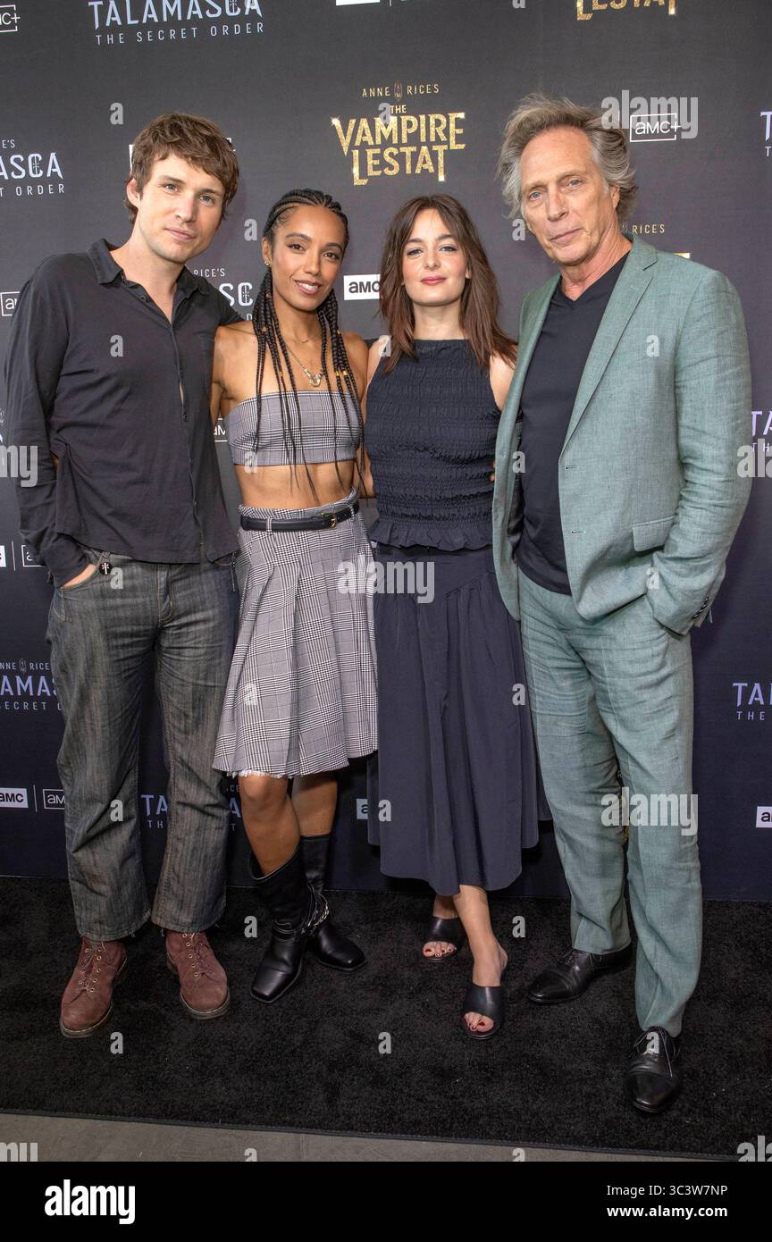Nicholas Denton, Maisie Richardson-Sellers, Celine Buckens e William Fichtner bei der AMC "Anne Rice's Talamasca" e "Interview with the Vampire" cocktail Party auf der San Diego Comic-con International 2025 im the Nolen Rooftop. San Diego, 26.07.2025 anni Foto Stock