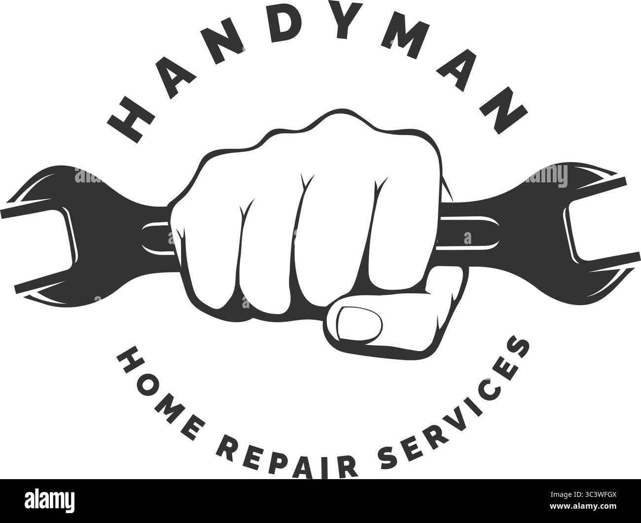 Fregio handyman monocromatico Illustrazione Vettoriale