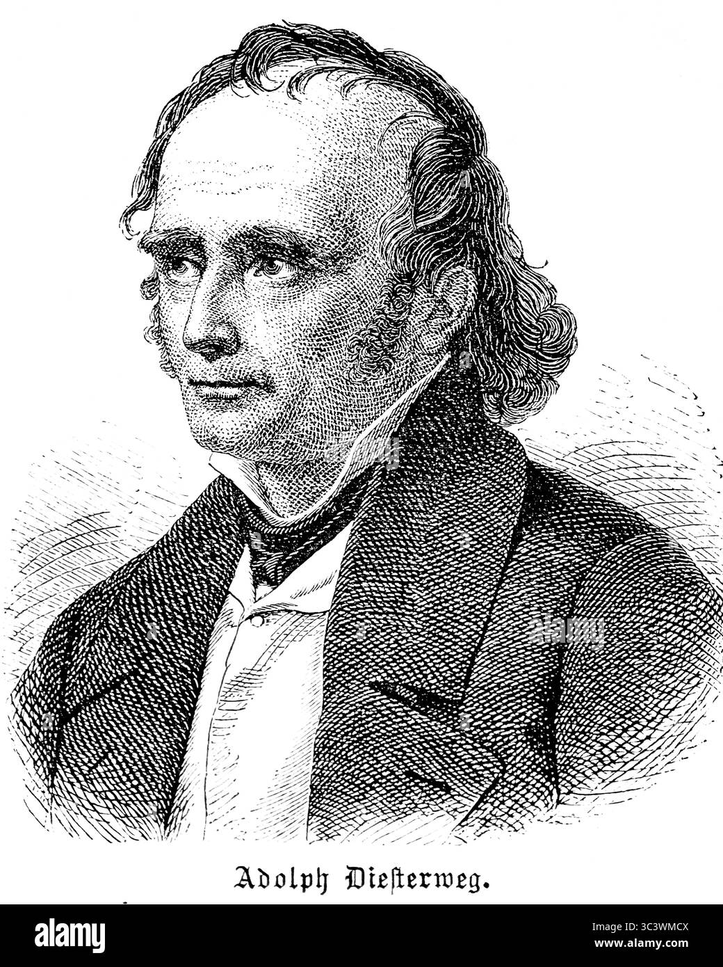 Friedrich Adolph Wilhelm Diesterweg, riformatore della pedagogia tedesca, persona della storia, illustrazione hisrorica 1886 Foto Stock