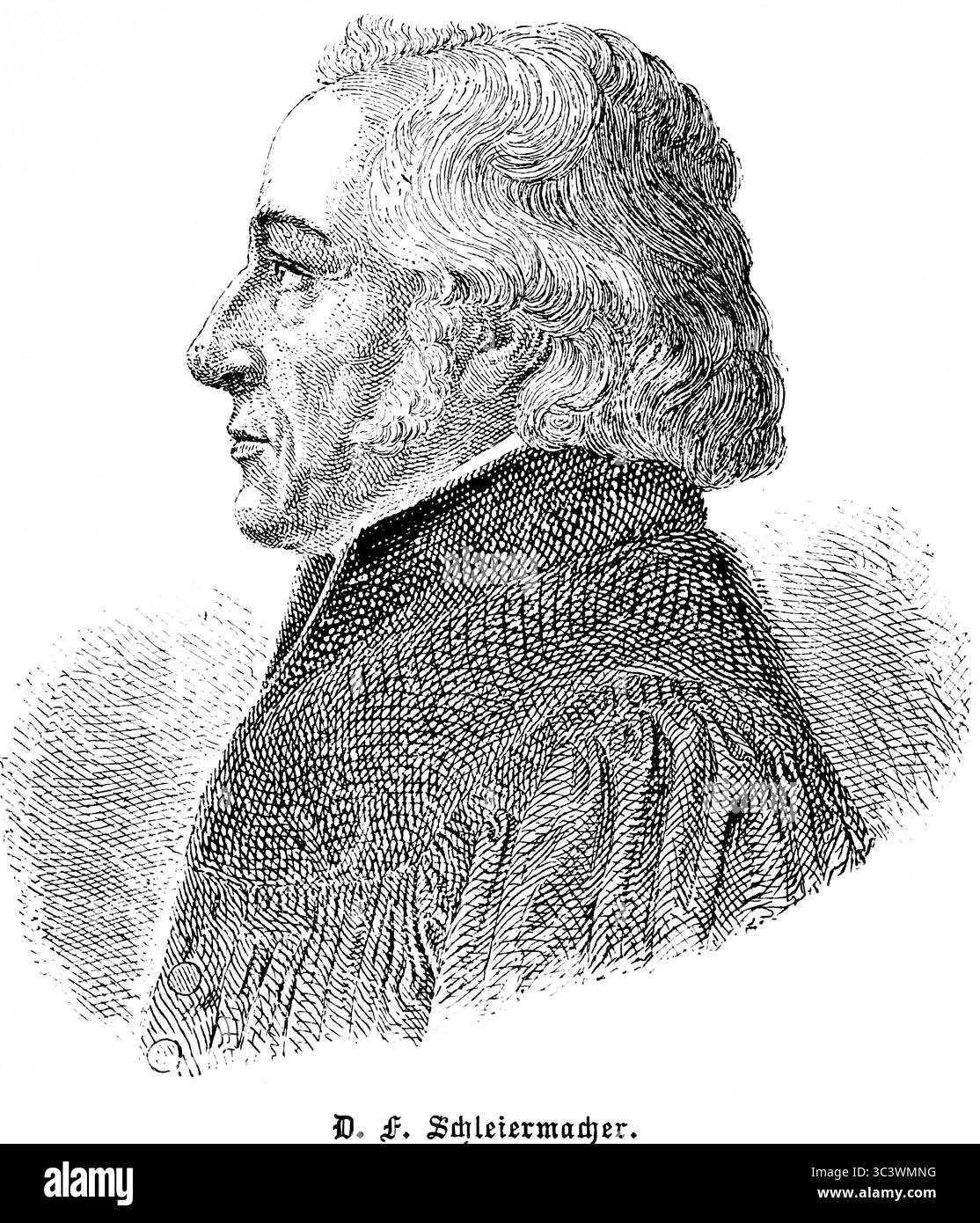 Friedrich Daniel Ernst Schleiermacher (1768-1834) teologo e filosofo tedesco, Regno di Pussia, Germania, illustrazione storica 1886 Foto Stock