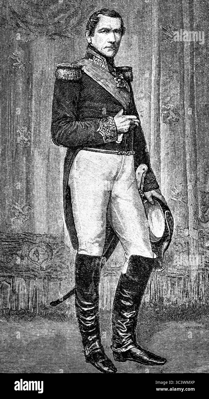 Leopoldo I., il primo re del Belgio (1831-1865), nato nel ducato di Sassonia-Coburgo-Saalfeld, persona della storia, illustrazione hisrorica 1886 Foto Stock