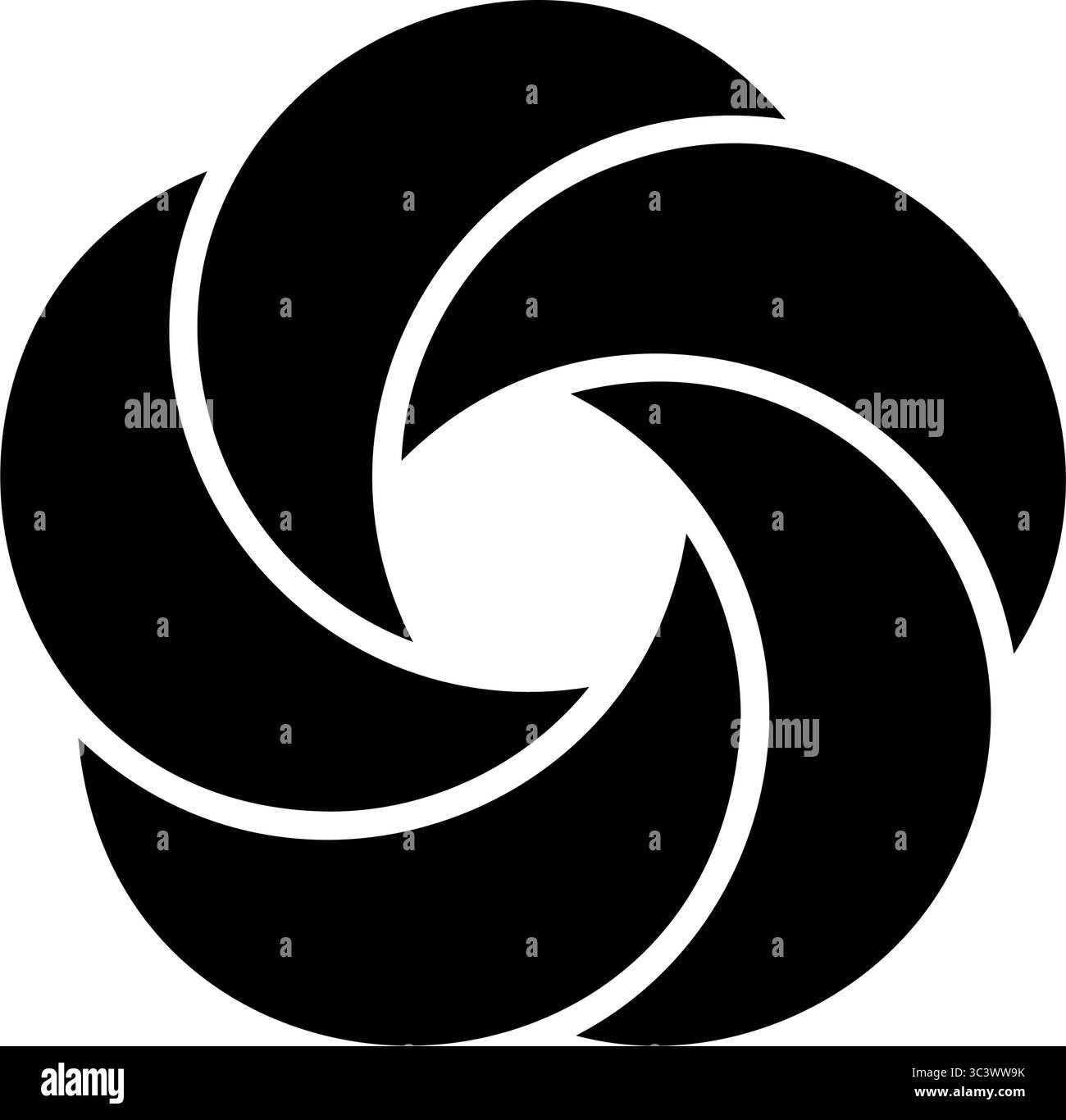 Icona infografica del diagramma circolare Venn. Grafico. Cinque diagrammi circolari di bilanciamento del nero. Sovrapponi elemento di disegno. Grafico dei processi aziendali. Vettore Illustrazione Vettoriale