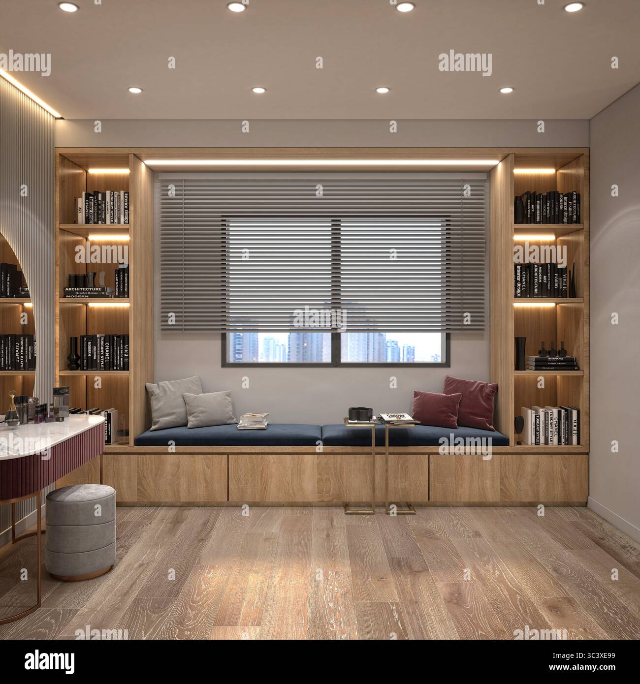 rendering in 3d di un appartamento di lusso o di una camera da letto in hotel Foto Stock