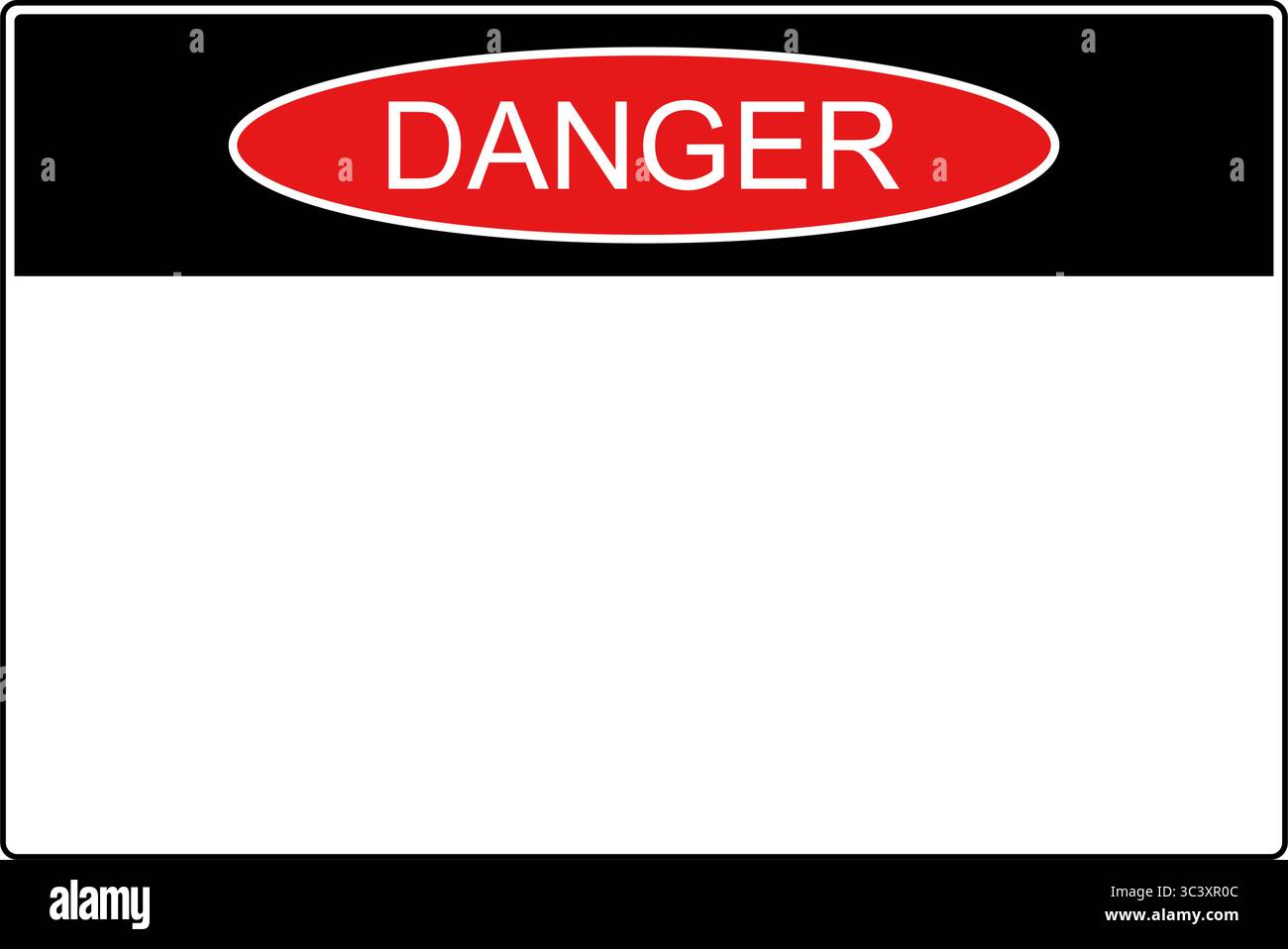 Segnale di pericolo generico in nero e rosso con illustrazione vettoriale dello spazio di copia Illustrazione Vettoriale