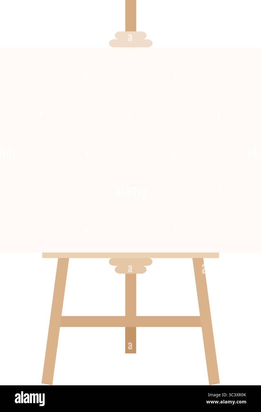 Cavalletto con telaio in legno con tela vuota per la visualizzazione o l'illustrazione vettoriale Illustrazione Vettoriale