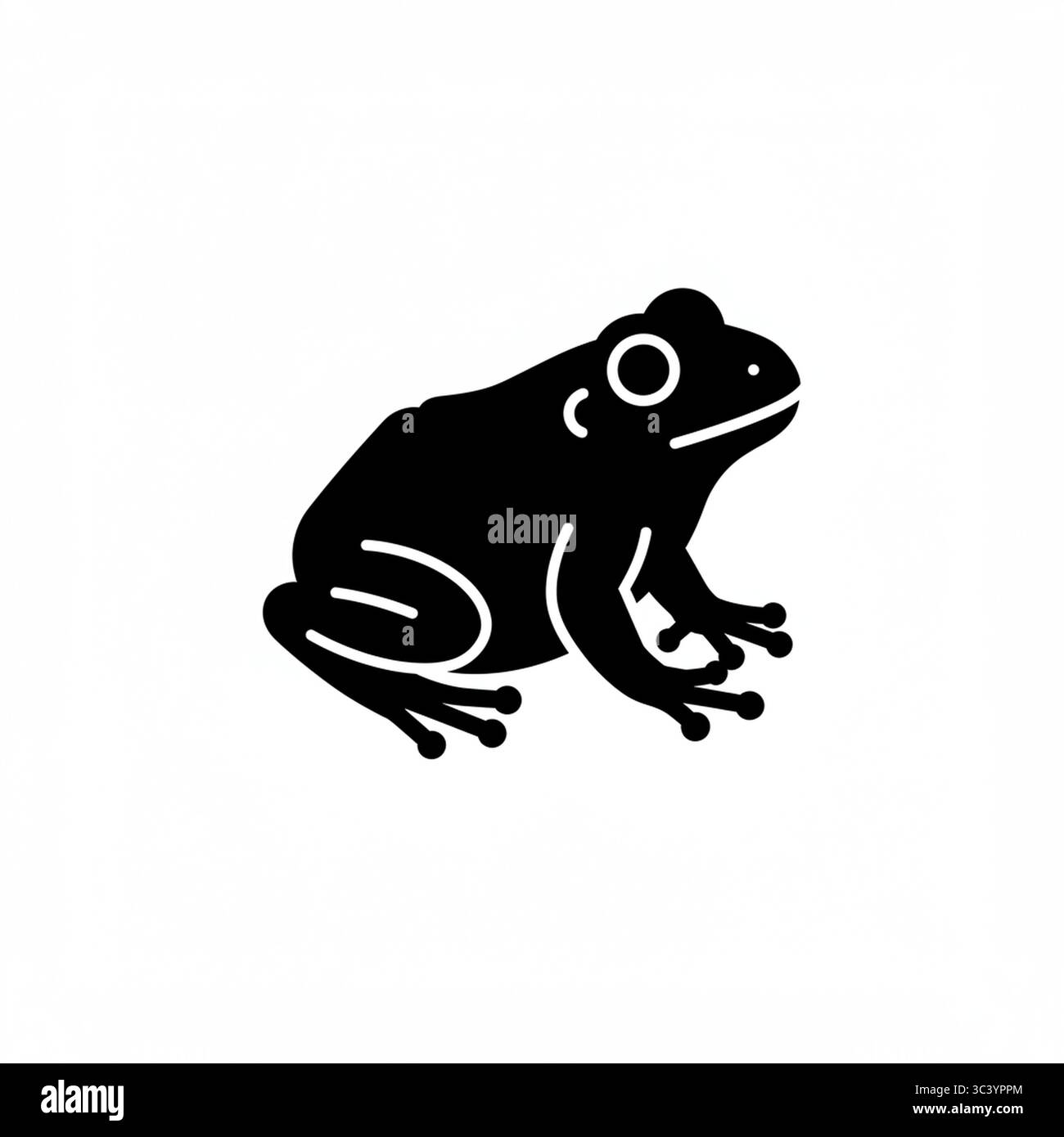 Icona grafica rana nera e rospo – illustrazione vettoriale isolata su sfondo bianco Illustrazione Vettoriale