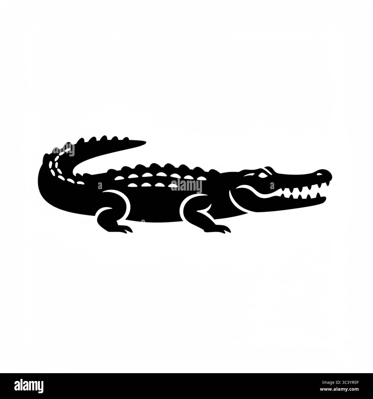 Icona grafica coccodrillo nero – illustrazione vettoriale isolata su sfondo bianco Illustrazione Vettoriale