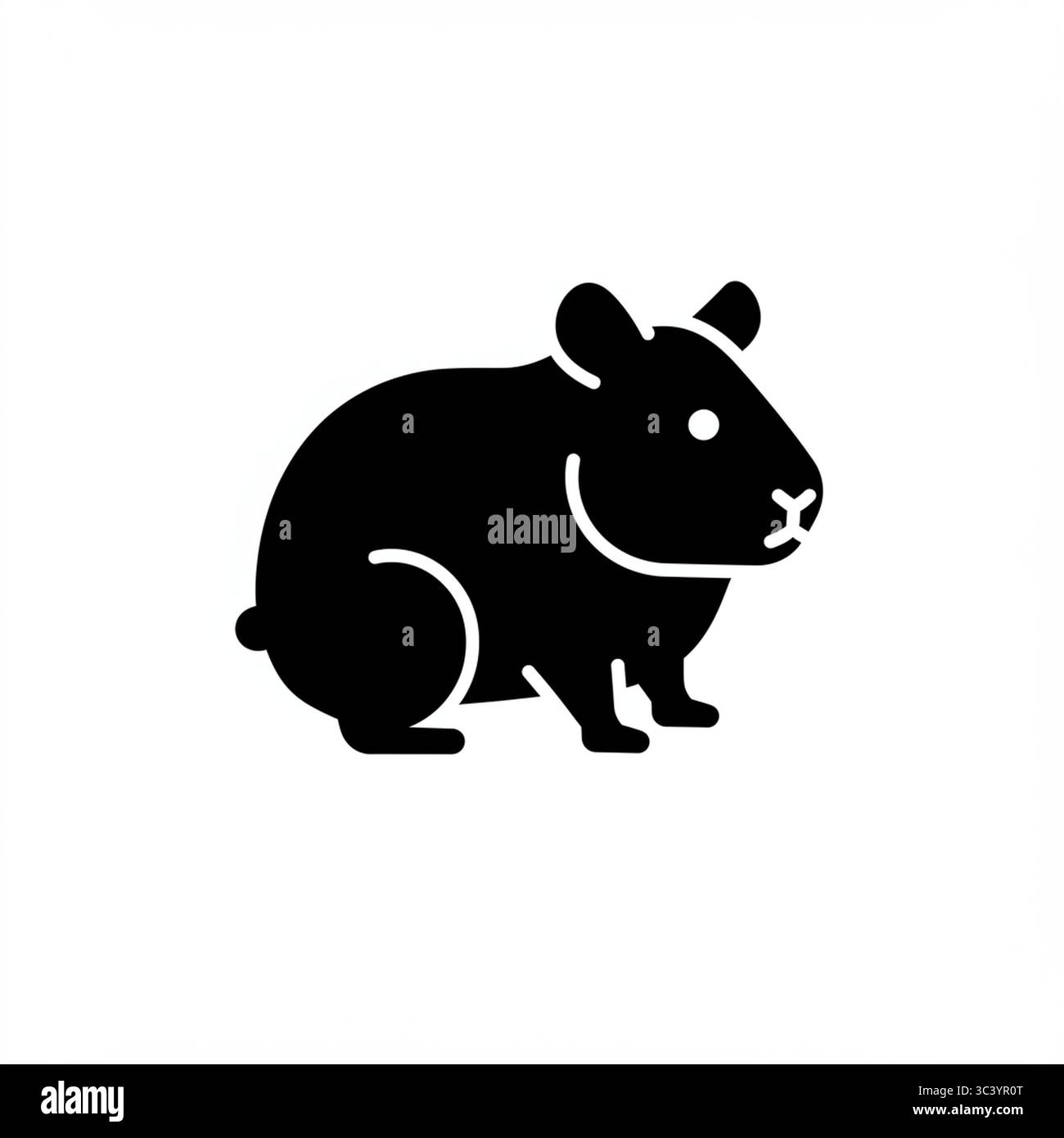 Icona grafica criceto nero (mouse) – illustrazione vettoriale isolata su sfondo bianco Illustrazione Vettoriale