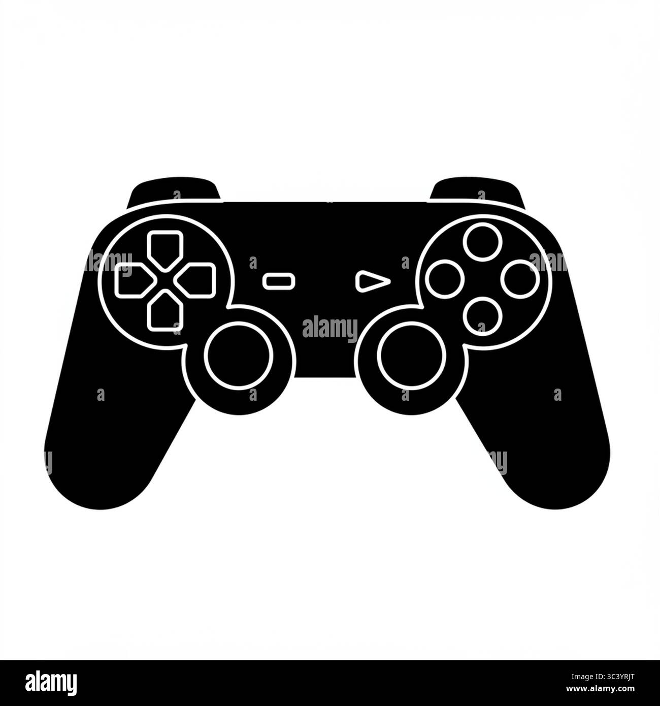 Icona grafica remota del controller di gioco nero - illustrazione vettoriale isolata su sfondo bianco Illustrazione Vettoriale