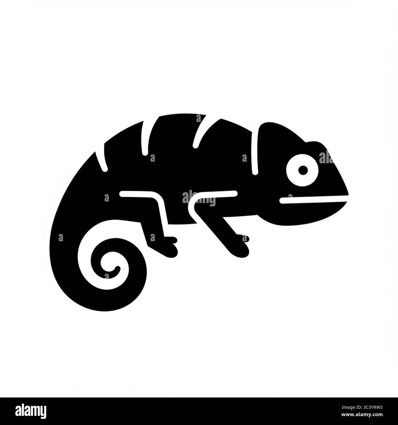 Icona grafica camaleonte nero. Illustrazione vettoriale isolata su sfondo bianco Illustrazione Vettoriale