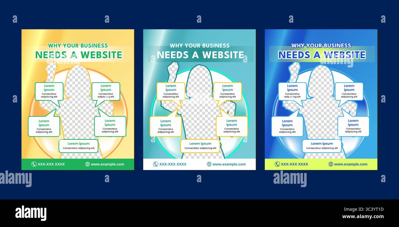 Design pulito e moderno dei social media per il marketing digitale aziendale. Ideale per promuovere lo sviluppo di siti Web, la presenza online o i servizi digitali. Illustrazione Vettoriale