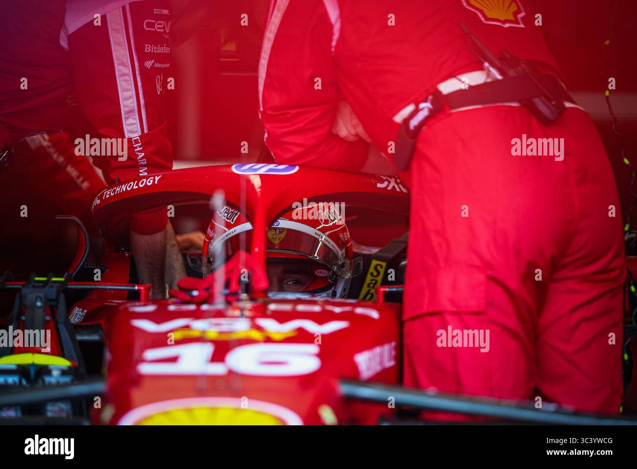 16 Charles Leclerc, (MON) Scuderia Ferrari SF25, durante il GP del Belgio, Spa-Francorchamps 24-27 luglio 2025 Formula 1 World Championship 2025. Foto Stock