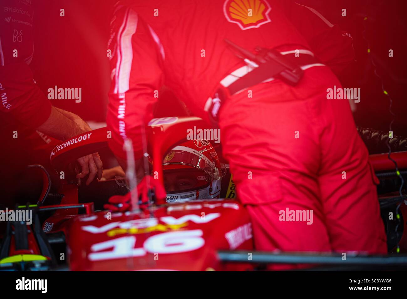 16 Charles Leclerc, (MON) Scuderia Ferrari SF25, durante il GP del Belgio, Spa-Francorchamps 24-27 luglio 2025 Formula 1 World Championship 2025. Foto Stock