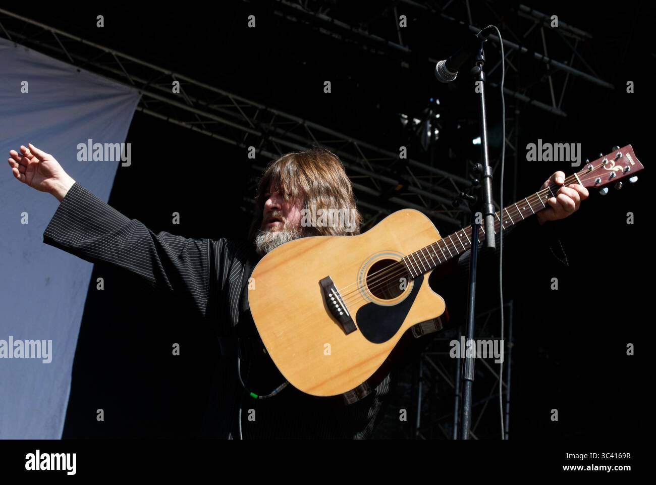 Ebbot Lundberg in Soundtrack of Our Lives all'Hultsfred Festival 2012, Hultsfred, Svezia. Foto Stock