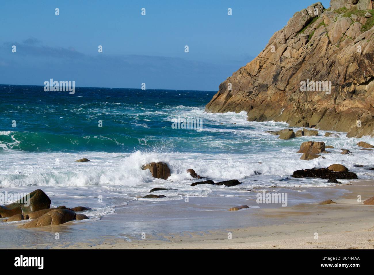 Spiaggia sabbiosa presso Boat Cove in Cornovaglia, Regno Unito Foto Stock