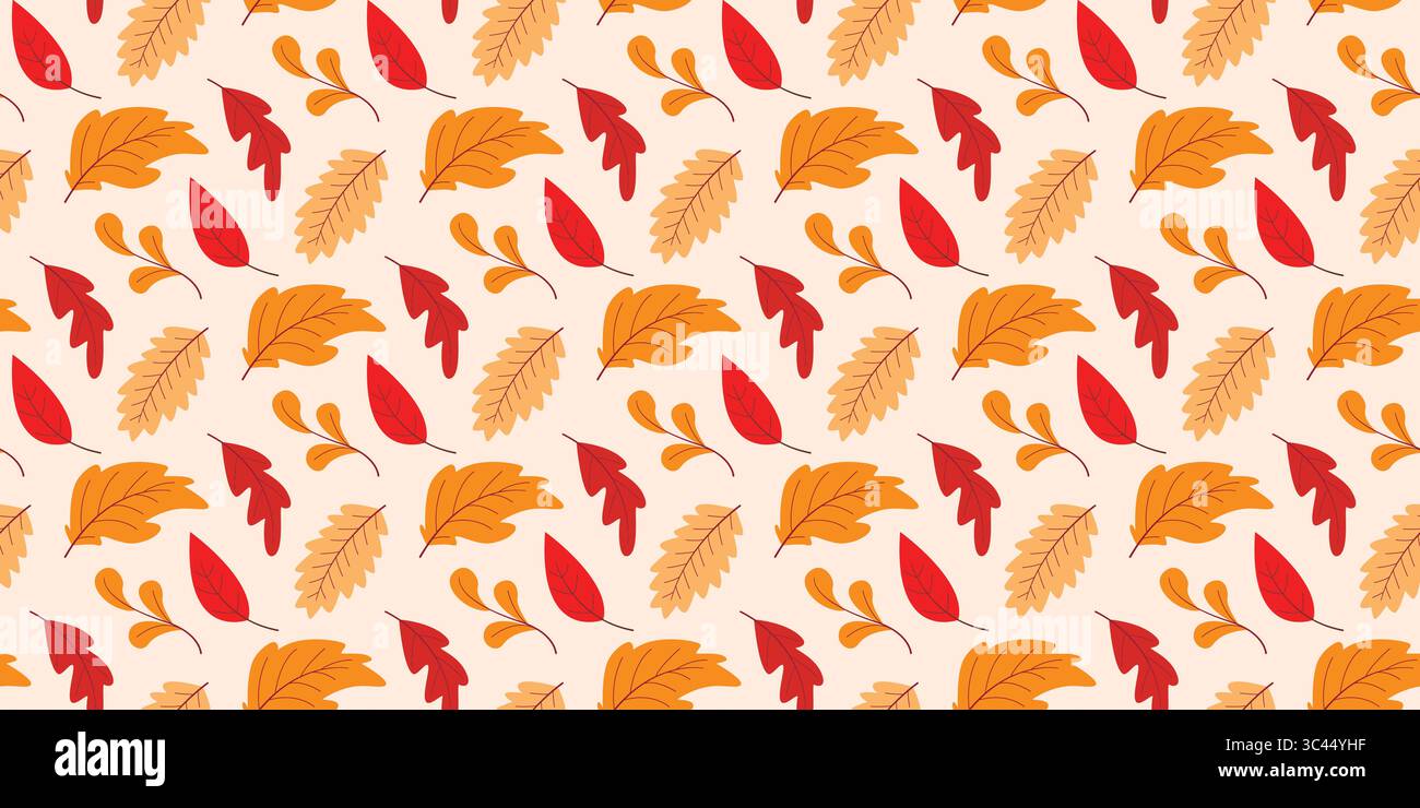 Un'atmosfera intima e senza cuciture in autunno con foglie che cadono. Sfondo naturale autunnale. Grafica autunnale, grafica vettoriale Illustrazione Vettoriale