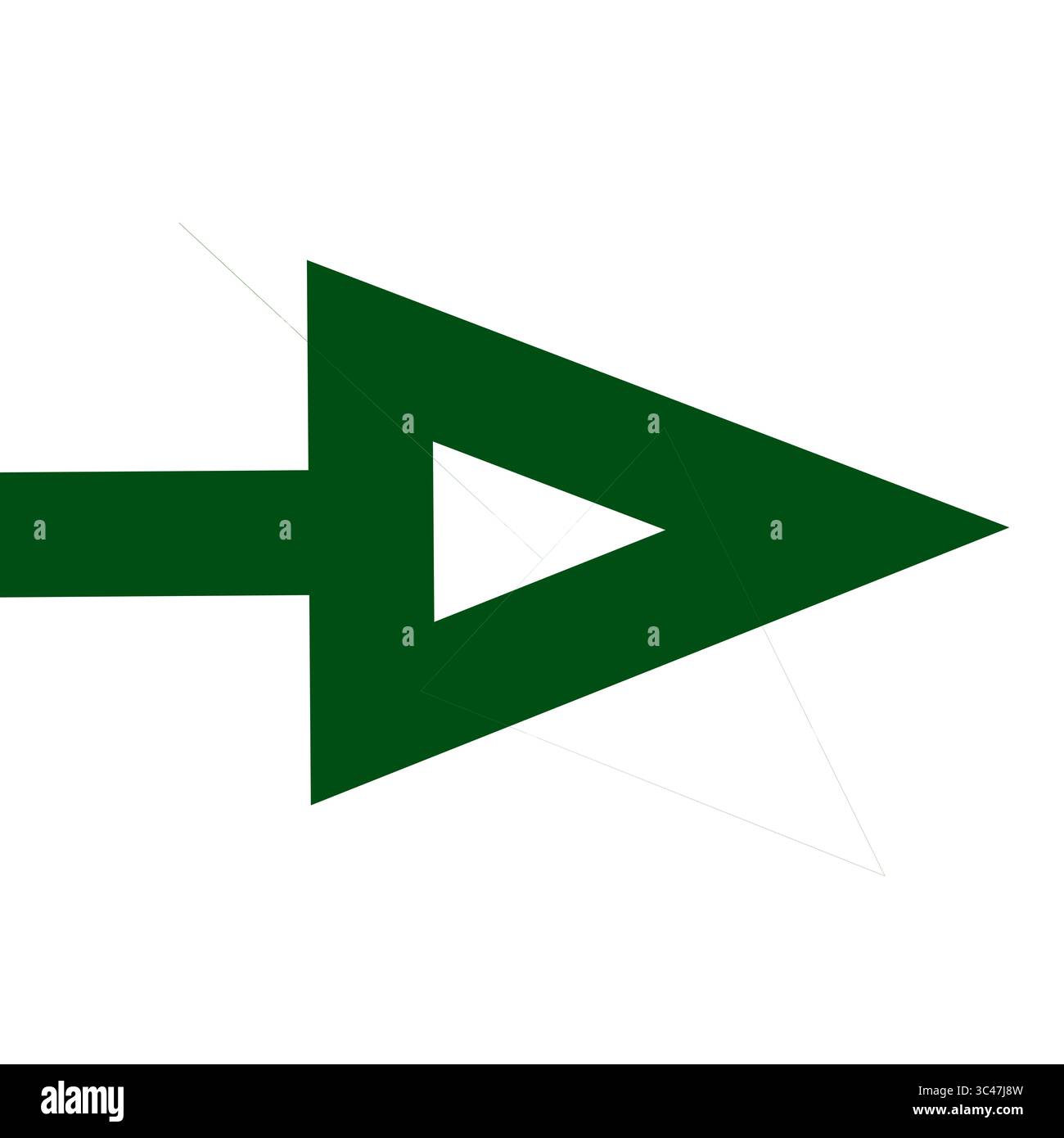 Una freccia verde rivolta verso destra. Bolla vocale per Web e app. Icona per i progetti. Illustrazione. Forma, geometria. Foto Stock