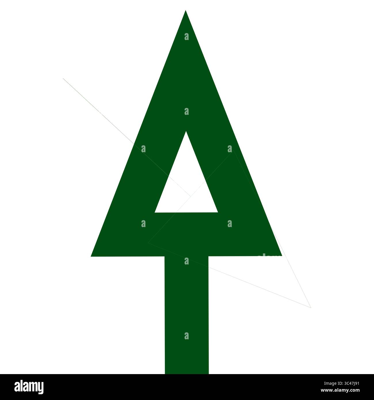 Una freccia verde rivolta verso l'alto. Bolla vocale per Web e app. Icona per i progetti. Illustrazione. Forma, geometria. Foto Stock