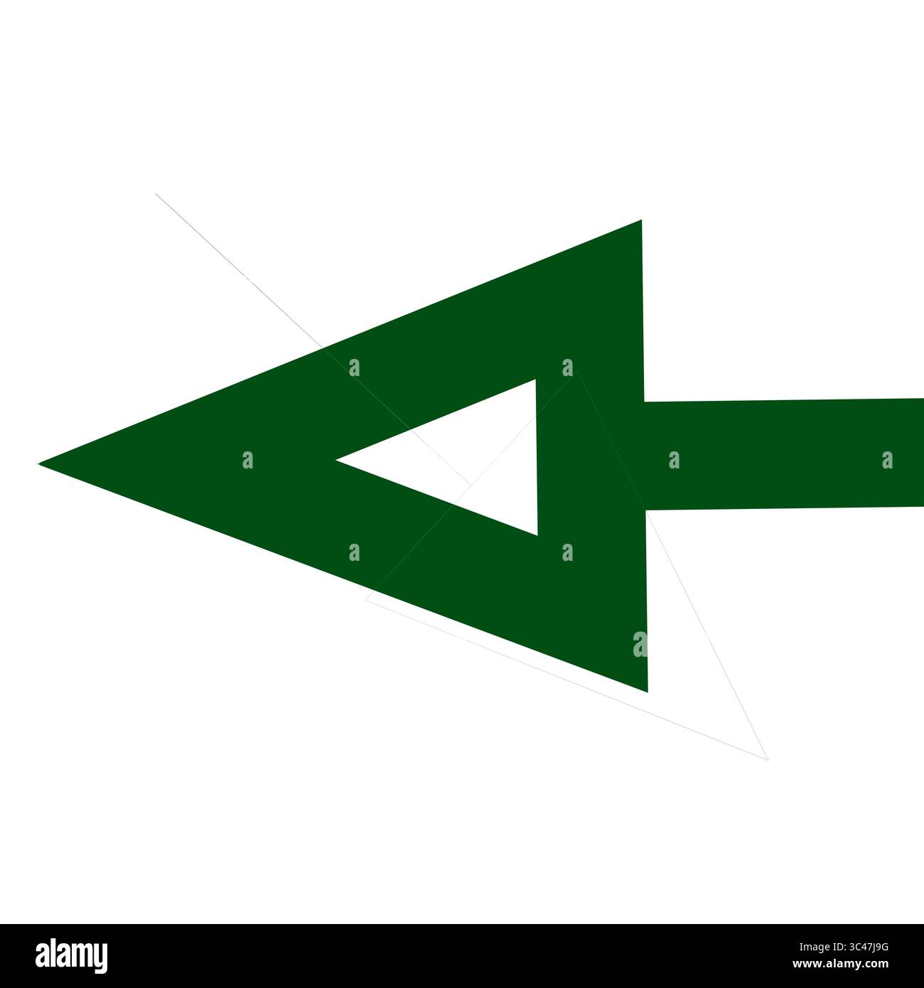 Una freccia verde rivolta verso sinistra. Bolla vocale per Web e app. Icona per i progetti. Illustrazione. Forma, geometria. Foto Stock