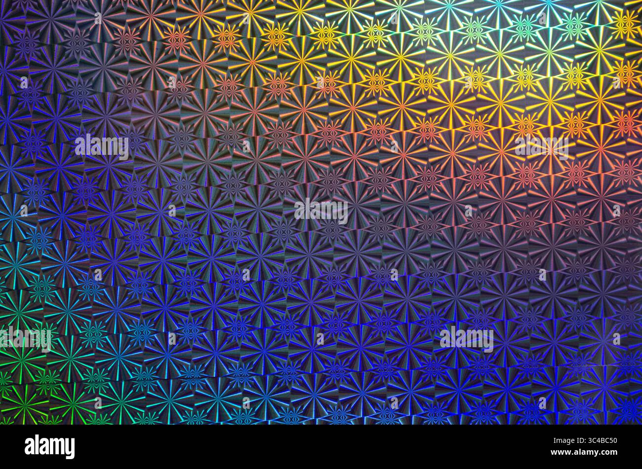 Sfondo di ripetizione geometrica Starburst iridescente Foto Stock