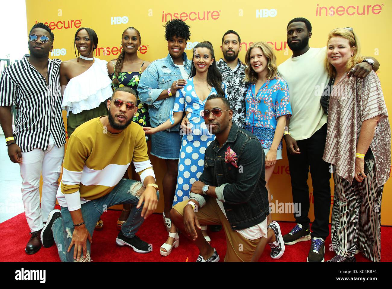 21 luglio 2018 - Los Angeles, California, Stati Uniti - Insecure cast membri sul Red carpet: Issa Rae, Yvonne Orji, Natasha Rothwell, Y'Ian Noel, Sarunas J Jackson, Lisa Joyce, Catherine Curtin, Sujata Day, Neil Brown Jr. (immagine di credito: © Katrina Kochneva/ZUMA Wire/ZUMAPRESS.com) Foto Stock