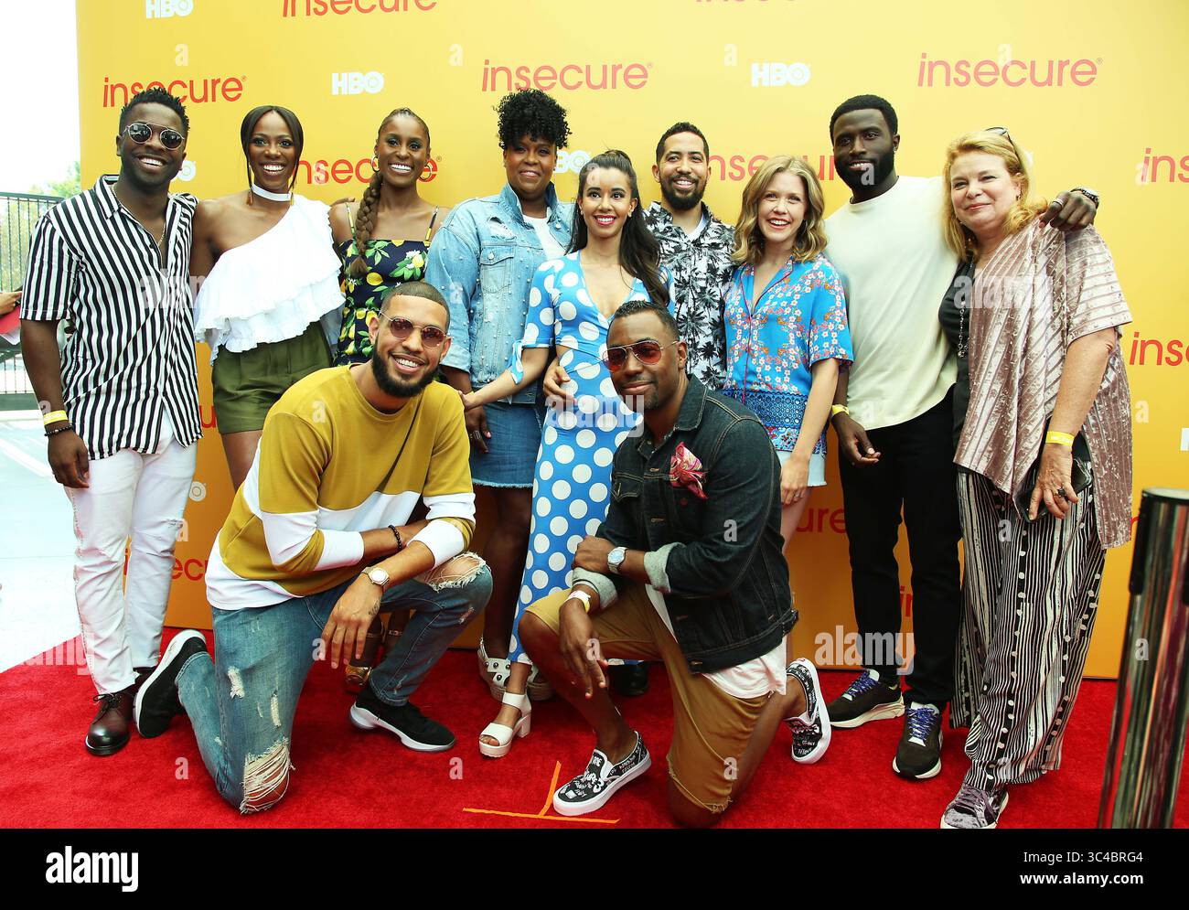 21 luglio 2018 - Los Angeles, California, Stati Uniti - Insecure cast membri sul Red carpet: Issa Rae, Yvonne Orji, Natasha Rothwell, Y'Ian Noel, Sarunas J Jackson, Lisa Joyce, Catherine Curtin, Sujata Day, Neil Brown Jr., Neil Brown Jr. (immagine di credito: © Katrina Kochneva/ZUMA Wire/ZUMAPRESS.com) Foto Stock