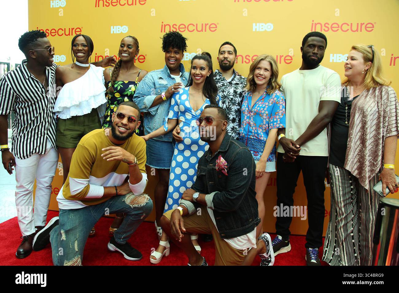 21 luglio 2018 - Los Angeles, California, Stati Uniti - Insecure cast membri sul Red carpet: Issa Rae, Yvonne Orji, Natasha Rothwell, Y'Ian Noel, Sarunas J Jackson, Lisa Joyce, Catherine Curtin, Sujata Day, Neil Brown Jr. (immagine di credito: © Katrina Kochneva/ZUMA Wire/ZUMAPRESS.com) Foto Stock