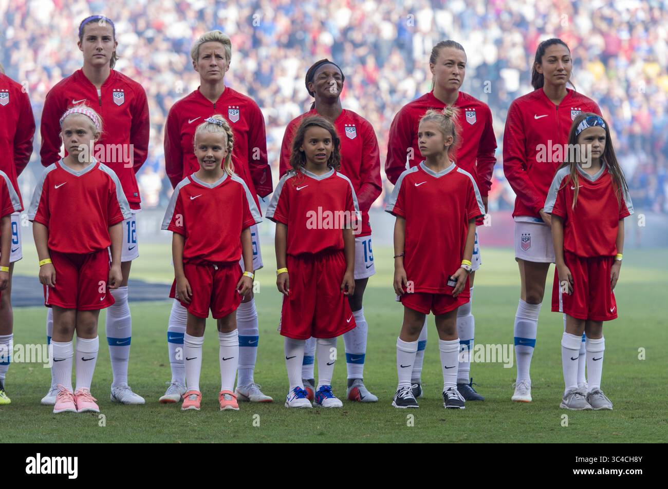 26 luglio 2018 - Kansas City, Kansas, Stati Uniti - Kansas City, KS - 26 luglio 2018: La USWNT sconfisse il Giappone 4-2 durante il primo match del Tournament of Nations al Children's Mercy Park. (Immagine di credito: © Brad Smith/ISIPhotos via ZUMA Wire) Foto Stock