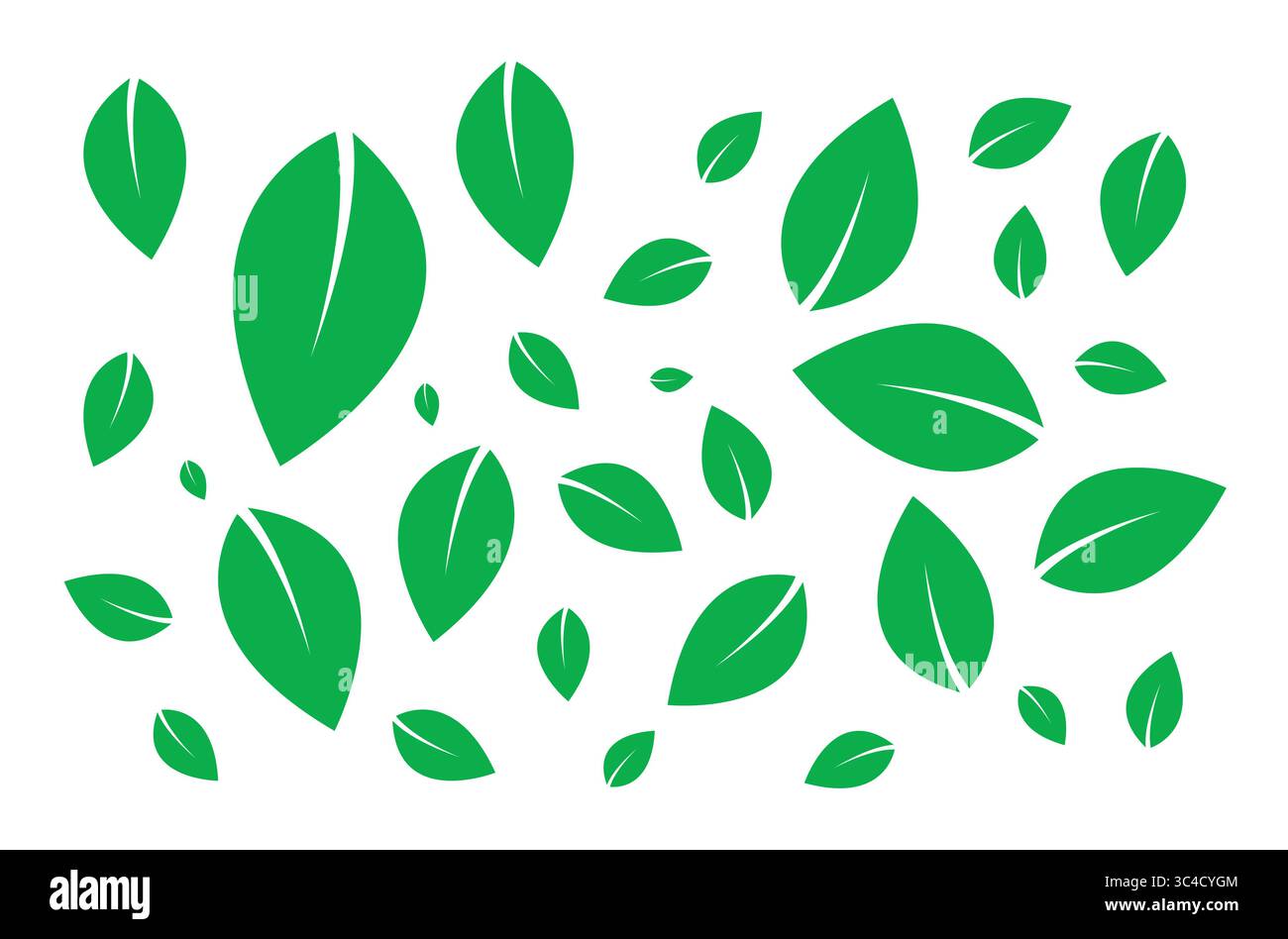 Illustrazione Falling Vector con foglia verde su sfondo bianco. Illustrazione Vettoriale