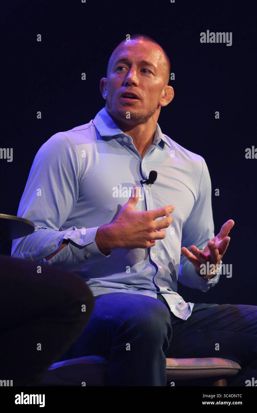 7 agosto 2018 - Sydney, NSW, Australia - il combattente UFC Georges St-Pierre parla ad una serata con Georges St-Pierre al The Star il 7 agosto 2018 a Sydney, Australia (Credit Image: © Christopher Khoury/Australian Press via ZUMA Wire) Foto Stock