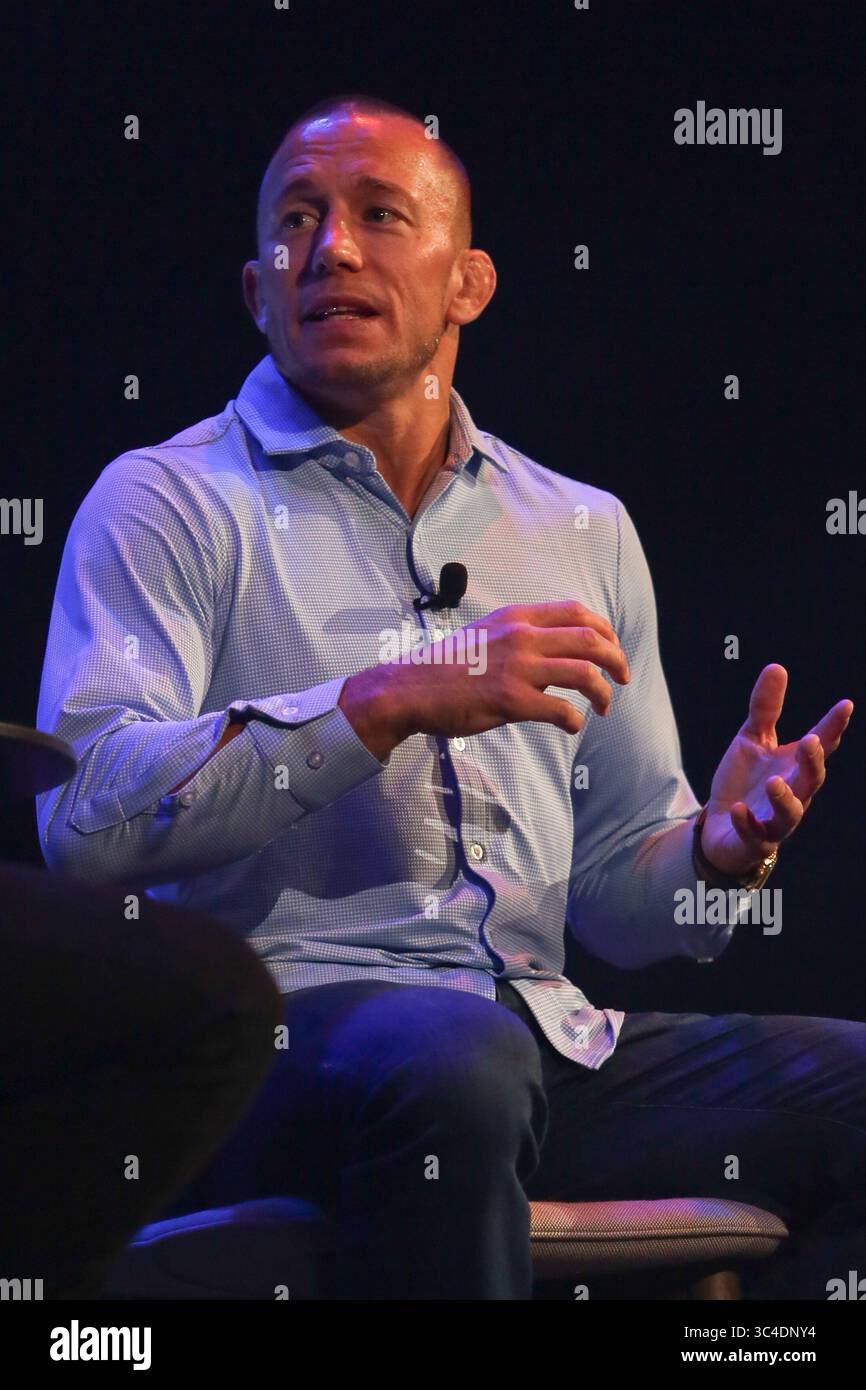 7 agosto 2018 - Sydney, NSW, Australia - il combattente UFC Georges St-Pierre parla ad una serata con Georges St-Pierre al The Star il 7 agosto 2018 a Sydney, Australia (Credit Image: © Christopher Khoury/Australian Press via ZUMA Wire) Foto Stock