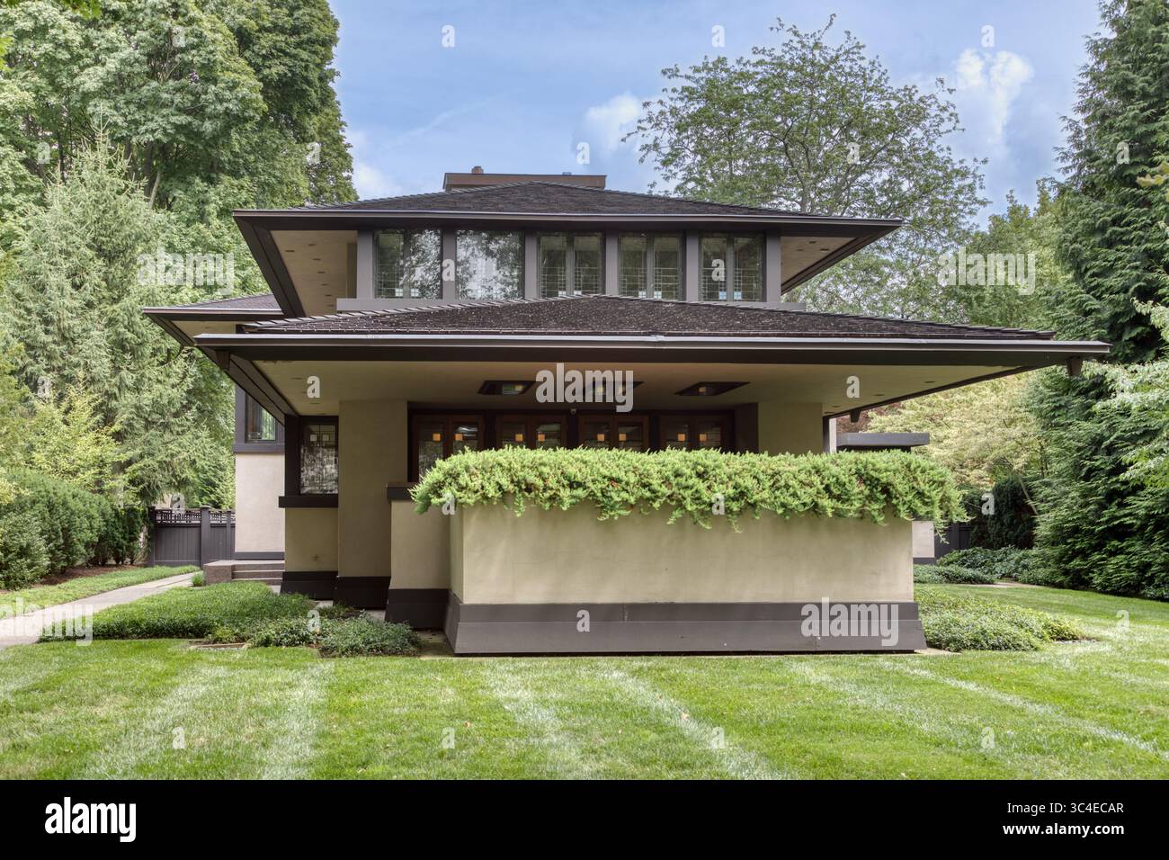 Edward E. Boynton House, progettata da Frank Lloyd Wright, costruita nel 1908, riabilitata nel 2010-2012. Rochester, Stato di New York, Stati Uniti. Foto Stock