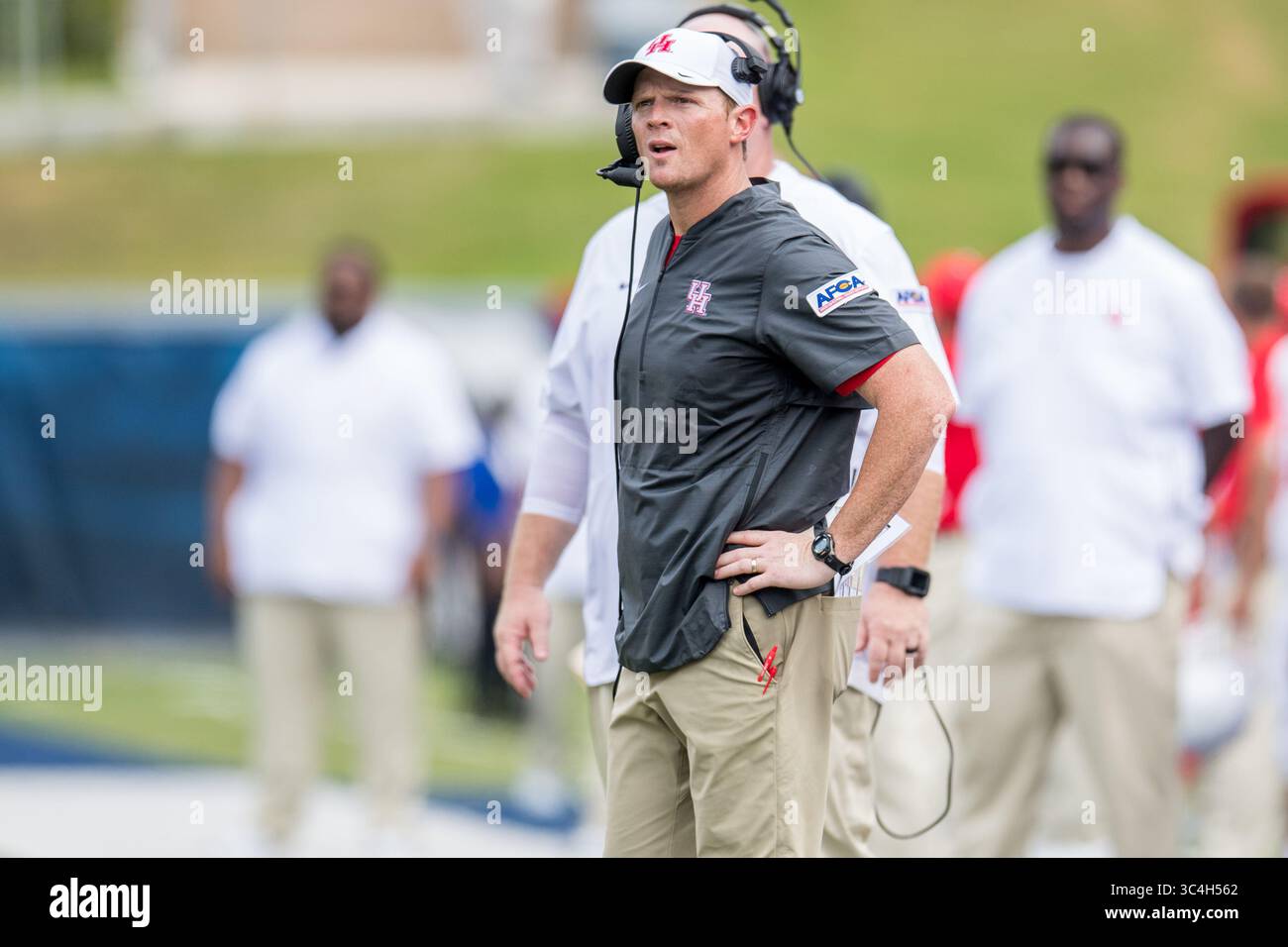 1 settembre 2018: Capo-allenatore degli Houston Cougars Major Applewhite durante il secondo quarto di una partita di football NCAA tra gli Houston Cougars e i Rice Owls al Rice Stadium di Houston, Texas. Houston ha vinto la partita 45 a 27...Trask Smith/CSM(Credit Image: &Copy; Trask Smith/CSM via ZUMA Wire) Foto Stock