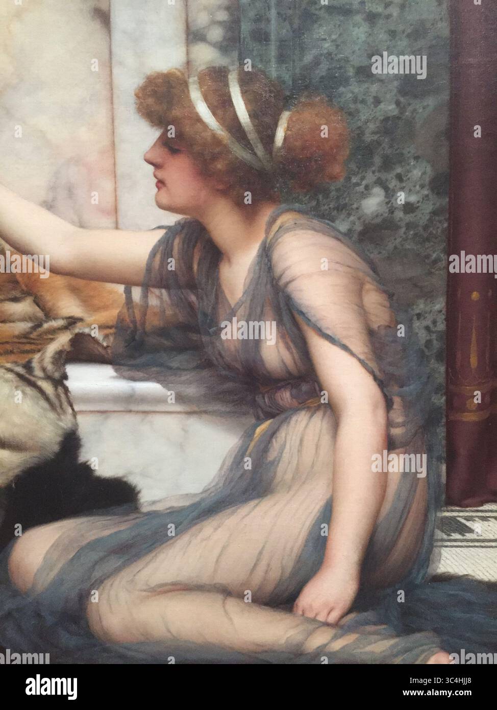 19th Century Oil Painting: John William Godward, Mischief and Repose, 1895 (dettaglio) Foto Stock