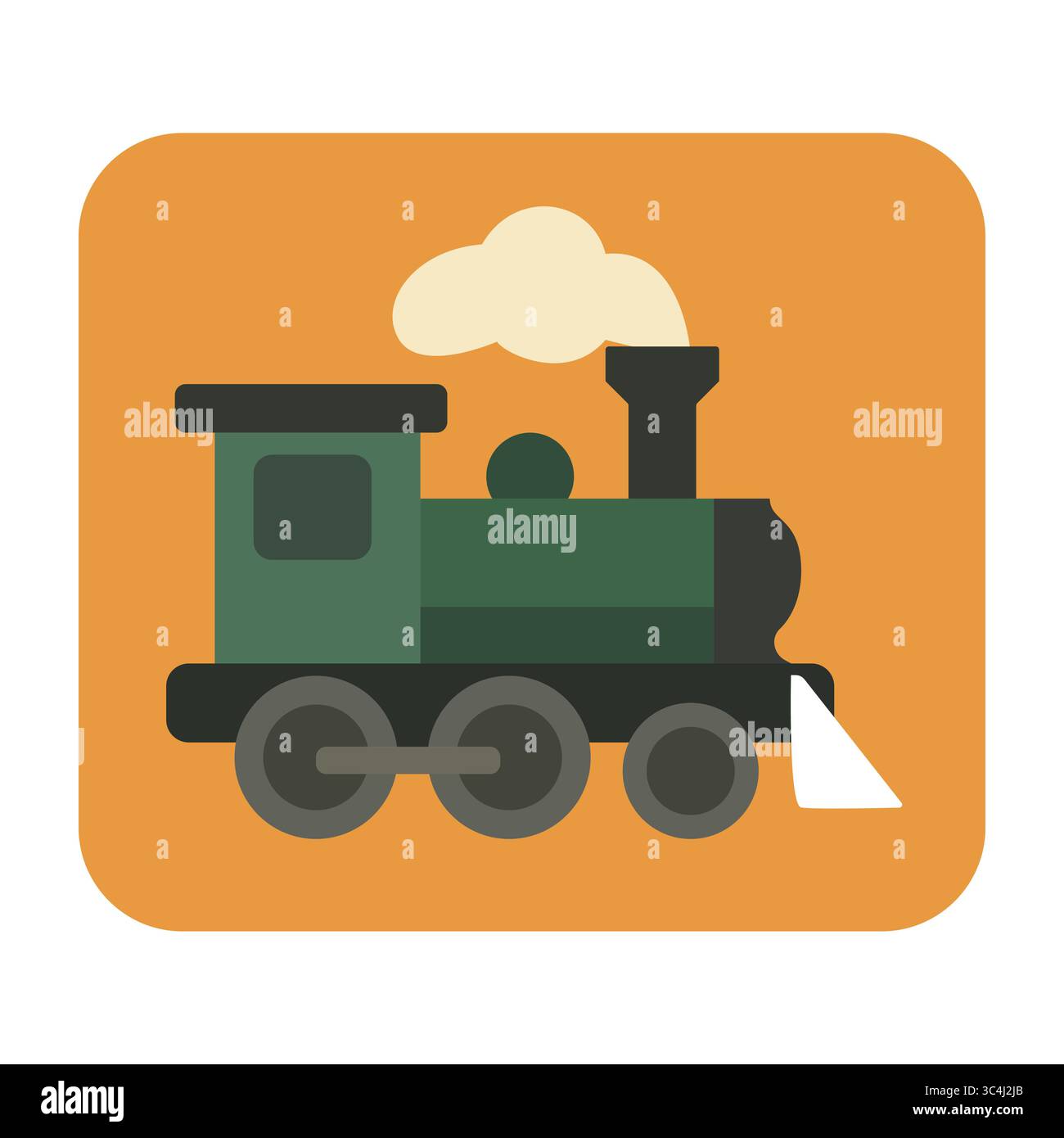 Treno a vapore d'epoca su sfondo arancione Illustrazione Vettoriale