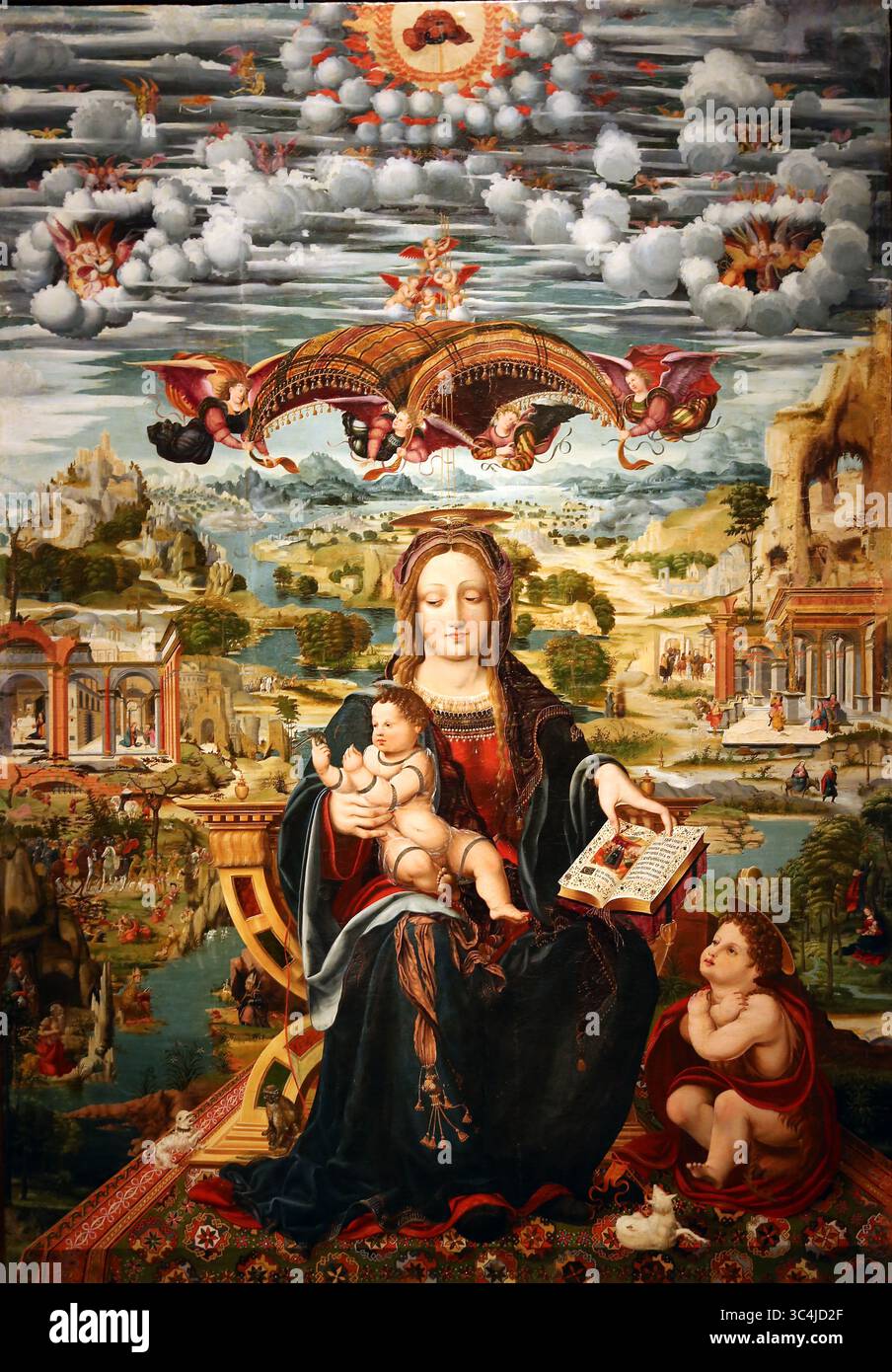 Vergine col bambino con il bambino San Giovanni di Joan de Borgonya, c. 1515-1525. Olio su legno. MNAC. Spagna. Foto Stock Vergine col bambino con il bambino San Giovanni di Joan de Borgonya, c. 1515-1525. Olio su legno. MNAC. Spagna. Foto Stock