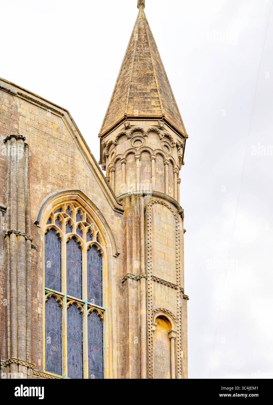 Vista sulla torre della cattedrale di Ely Foto Stock