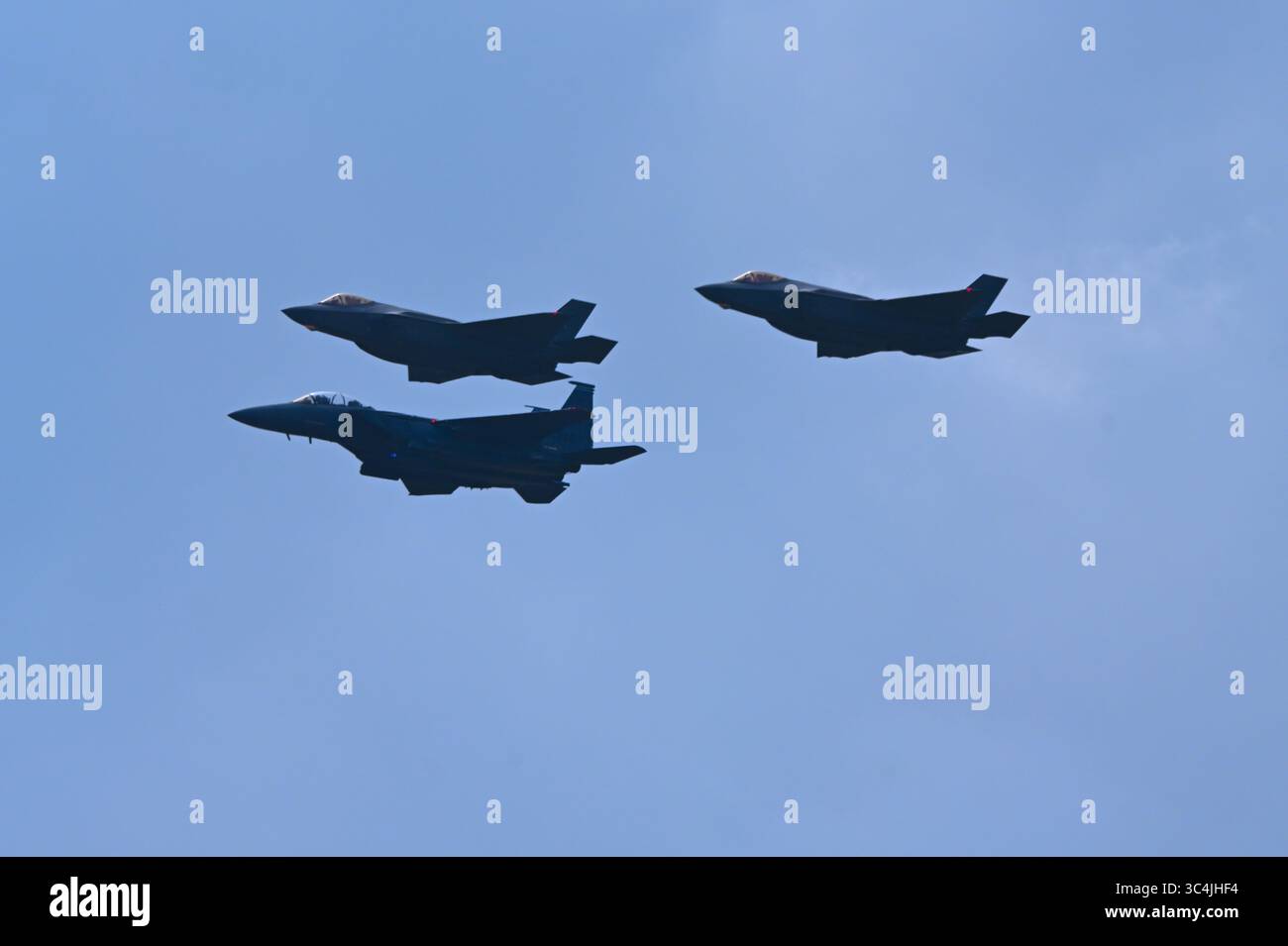 Boeing F35 e F15 dell'aeronautica STATUNITENSE Foto Stock