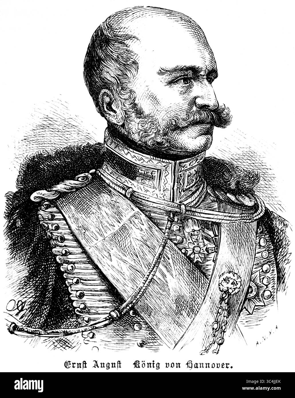 Ernesto Augusto, re di Hannover, figlio di re Giorgio III, tenente generale, ritratto, Prussia, illustrazione storica 1896 Foto Stock