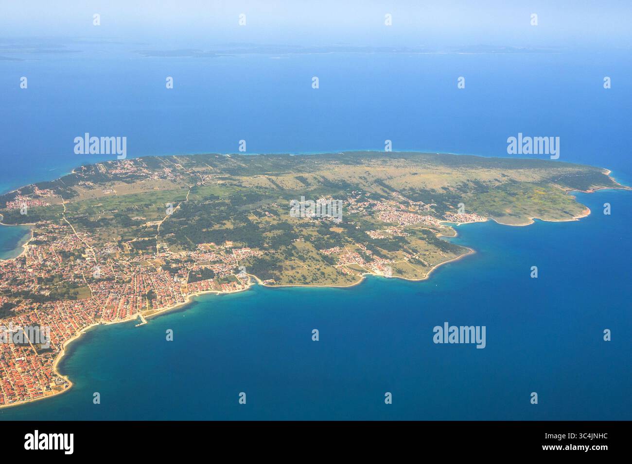 Vista aerea delle isole croate. Mare Adriatico, Europa. Foto Stock