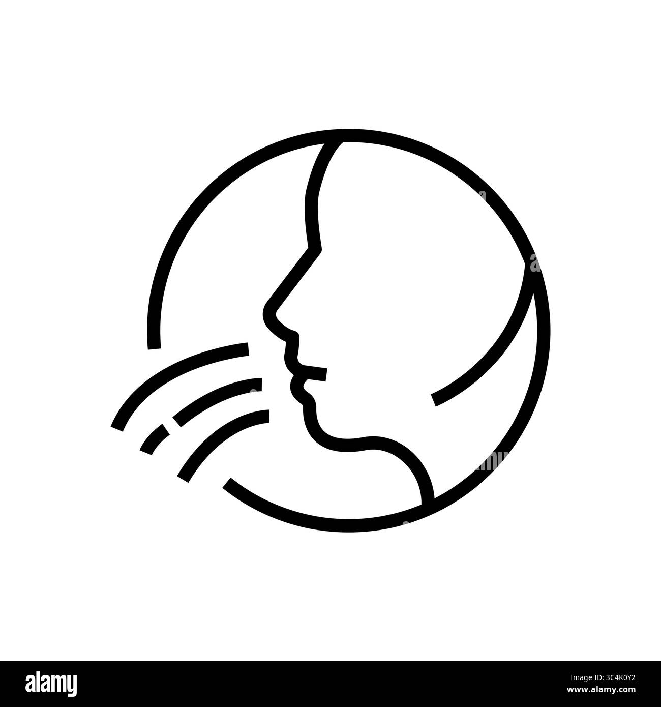 Profumo inalante, icona di stile lineare. Naso e odore. l'azione di inalare un profumo. Larghezza traccia modificabile Illustrazione Vettoriale