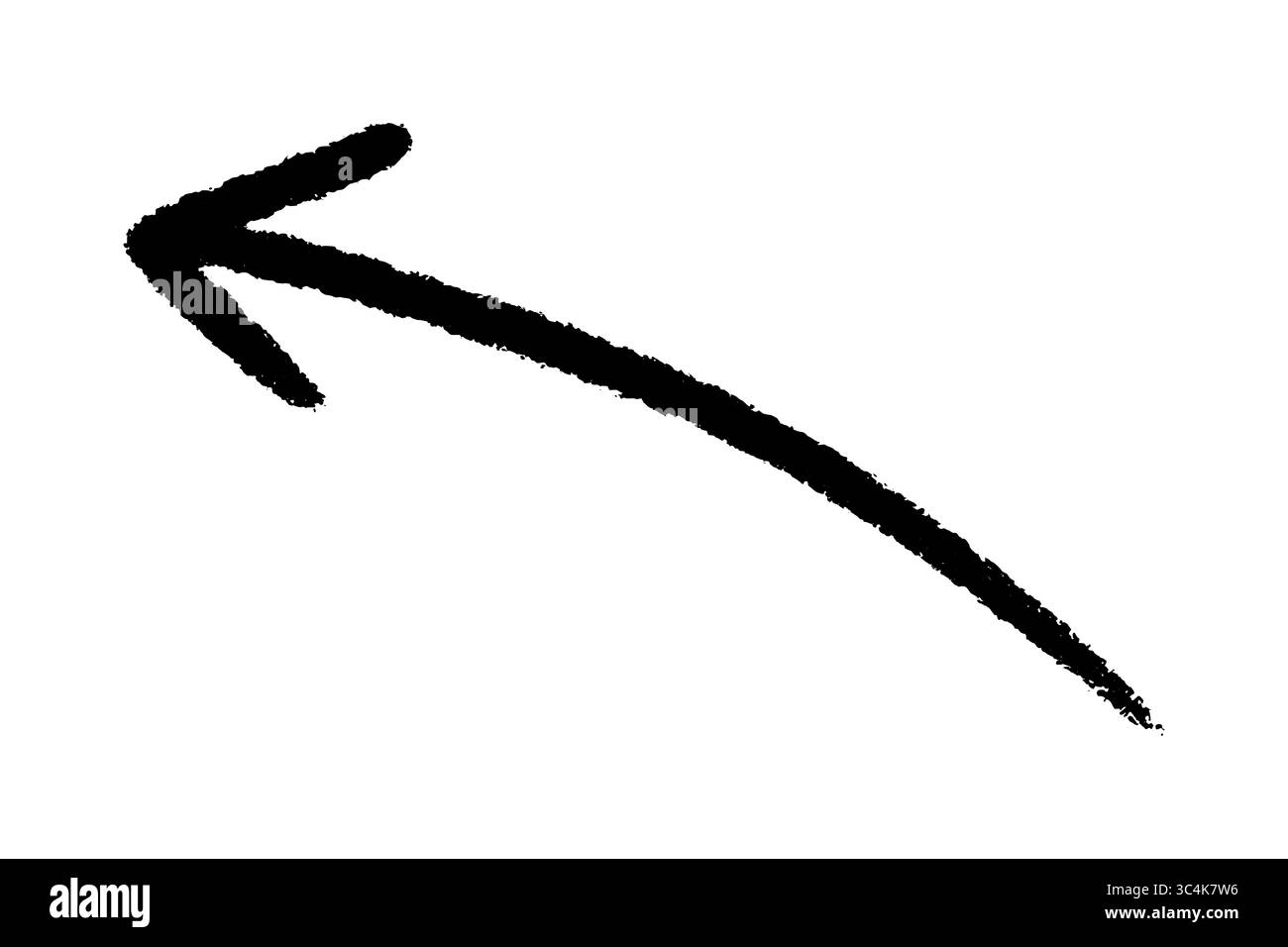 Freccia disegnata con marcatore nero isolato su sfondo bianco, icona freccia a forma di doodle Foto Stock