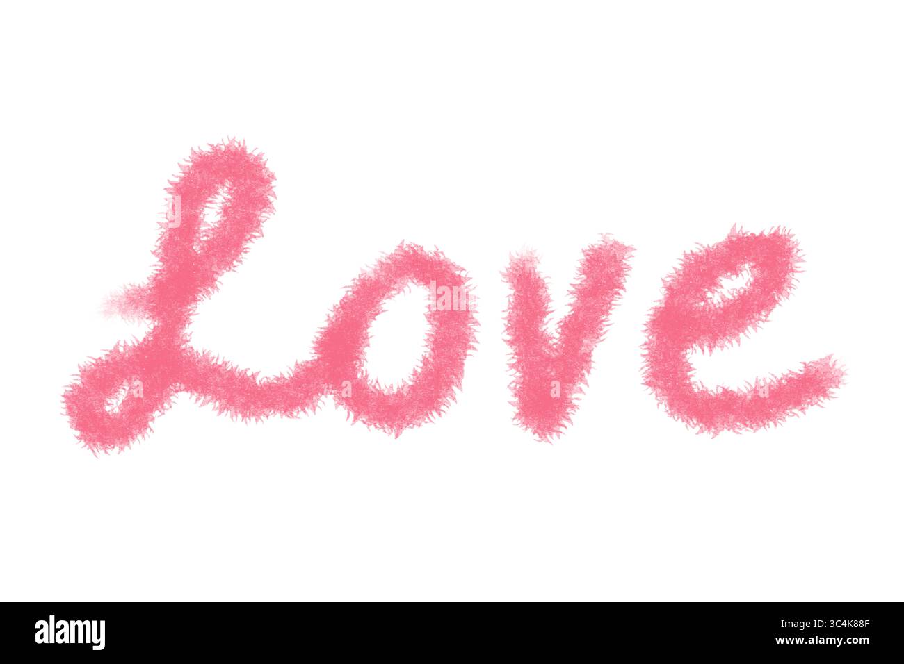 Scritta Pink Love disegnata a mano, parola d'amore scritta a mano con pennello in pelliccia, Love Typography png isolata su sfondo trasparente Foto Stock